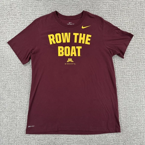 Nike Minnesota Gophers Shirt Large L Maroon Red Short Sleeve Row The Boat Mens Cover