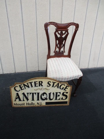 60779 Antique Mahogany Side Chair Desk Vanity Chair Cover