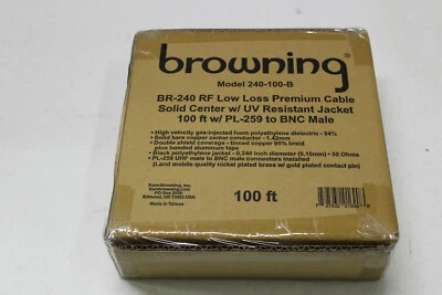 Browning 240-100-B 100' Low Loss Coax Cable with PL-259 & BNC Connectors LMR-240 - Image 1 of 4