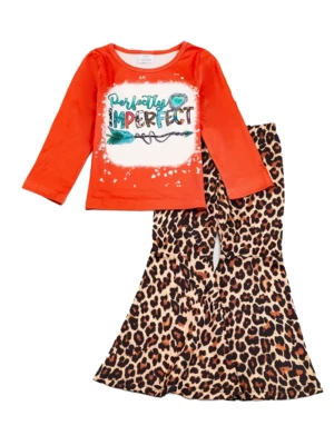 New Boutique Girls 6 Long Sleeve Perfectly Imperfect Leopard Bell Pants Outfit - Image 1 of 3