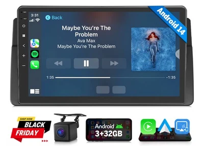 CAM+Autoradio Android 14 E46X7 Navi Bluetooth CarPlay DSP RDS für BMW 3er E46 M3 - Bild 1 von 4