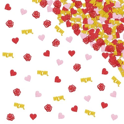 120 PIEZAS Confeti Día de la Madre Rojo Rosa Brillo Rosa Flor En Forma de Corazón Foto 1 de 4