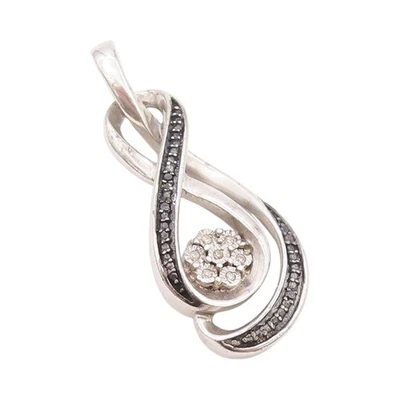 Colgante vintage de plata de ley 925 diamantes blancos negros flor infinita PT24504 Foto 1 de 4