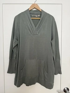 Soft Surroundings Top Womens Sz XL Green V Neck Long Sleeve Front Pocket Soft - Picture 1 of 10