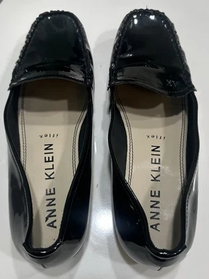 Anne Klein Iflex Black Slip On Patent Leather Loafers size 9M Manmade Upper - Image 1 of 4