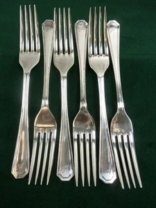 6 nice vintage Insignia plate EPNS A1 Dessert Side Forks Grecian pattern #1 - Picture 1 of 1