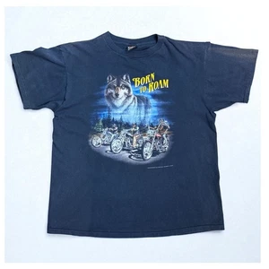 Vintage Born To Roam 3D Emblem T-Shirt Size XL Sturgis Single Stitch USA 1993 - Picture 1 of 7
