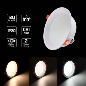 Commercial LED Downlight 7W-36W Recessed Round Anti-Glare Ceiling Light 3CCT - Picture 1 of 12