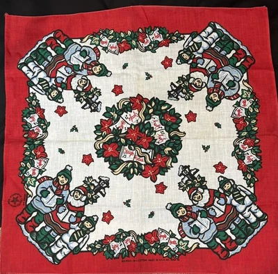 Bufanda Bandana Navidad De Colección Hecha en EE. UU. Primaveras Ind Carolers Bufanda de Mesa Foto 1 de 4