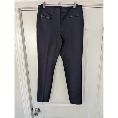 Calça CLUB MONACO azul marinho detalhe de zíper perna reta escritório feminina 6 - Imagem 1 de 4