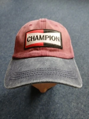 Pair Of Champion Spark Plugs Red And Blue Stone Washed Baseball Caps Advertising - Image 1 of 4