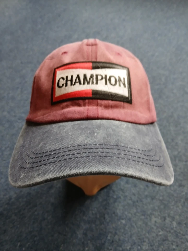 Champion Spark Plugs Red With Blue Peak Stone Washed Baseball Cap Garage Advert - Image 1 of 3