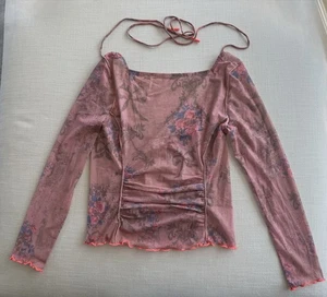 Usado en Excelente Condición Free People Estampado Íntimo Dama Malla Capas Top Floral Rosa S Rosas Corbata - Imagen 1 de 5