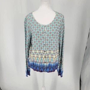 SUNDANCE Love Prevails Diamond Ombre Button Front Cotton Sweater Cardigan Medium - Bild 1 von 7