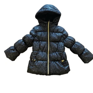 Pink Platinum Winter Puffer Coat Black Hooded Size 4 - Picture 1 of 14