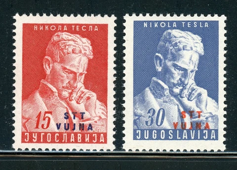 Trieste Zone B MNH Scott #66-67 Nikola TESLA Issue 1953 CV$2+ Cover