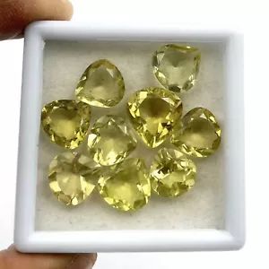 Lote de 9 piedras preciosas sueltas de cuarzo limón natural corte corazón 11-14 mm 42 CT - Imagen 1 de 3