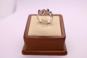 Anello vintage ARGENTO e GRANATO con MARCASITE misura P - Foto 1 di 11