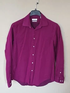 Camisa con botones Calvin Klein para hombre talla L (16) calce ajustado manga larga ciruela - Imagen 1 de 7