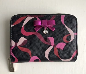 Kate Spade Schleifen Verpackung Party Geldbörse Mini Reißverschluss Kartenetui schwarz pink - Neu mit Etikett $ 159 - Bild 1 von 10