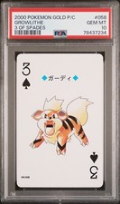 2000 Pokemon Gold Poker Playing Cards GROWLITHE 3 of Spades #058 PSA 10 Gem