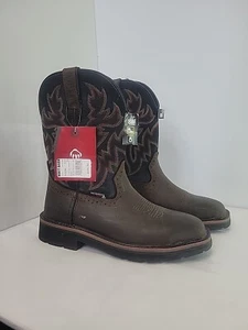 Wolverine SZ 8 Extra Wide Leather Square Steel Toe Waterproof Boots Oil & Slip - Picture 1 of 14