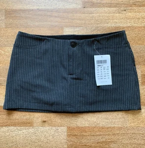 Brandy Melville Low Rise Grey Pinstripe Julie Mini Skirt w/ Built In Shorts - Picture 1 of 5