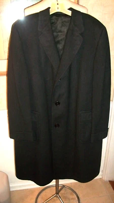 ABRIGO HOMBRE VINTAGE HECHO A MEDIDA AUSTRIA 100% CACHEMIR NEGRO 50 L XL Foto 1 de 4