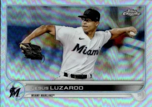 2022 Topps Chrome Jesus Luzardo #112 Miami Marlins Baseball Card Refractor - Picture 1 of 2