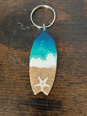Schlüsselanhänger Surfbrett Ocean Meer Surfer Keyring DIY Ozean Wellen Beach - Bild 1 von 2