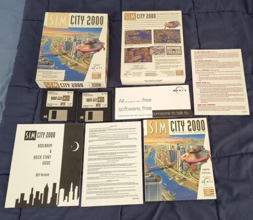 Sim City 2000 PC IBM DOS Floppy Disk Complete Game By Maxis Full English Version
