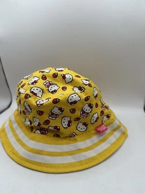 Hello Kitty Bucket Hat Youth One Size Yellow Sanrio Strawberry Floppy Cap Beach - Image 1 of 4