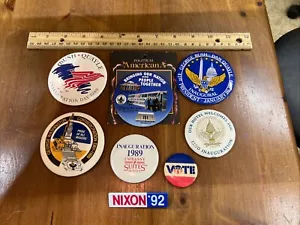 Menge 8 Politische Button Pins George Bush Dan Quayle 1989 Einweihung Nixon 92 - Bild 1 von 10