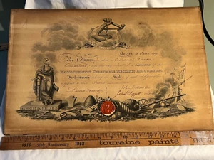 AAFA 1809 Boston MA Charitable Mechanic Association certificate Nathaniel Faxon - Picture 1 of 7