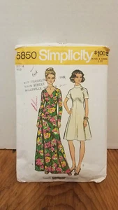 Vestido Vintage Simplicity #5850 Talla 14 Patrón Años 70 Corte Era - Imagen 1 de 3