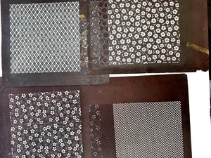 Antique Japanese Mulberry stencils For Kimono Fabric (R22) - Picture 1 of 7