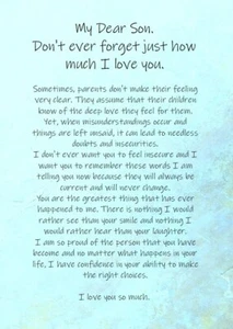 My Dear Son, Don't Ever Forget - A5 Card Son Birthday Special Love - Picture 1 of 3