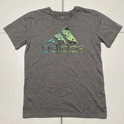 Camisa Adidas Manga Corta Juvenil Grande Gris Usada Foto 1 de 4