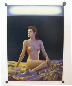 Nude Study on Satin Sheets Classic Nude Pert Breast Calendar Study. Rare sample. - Picture 1 of 6