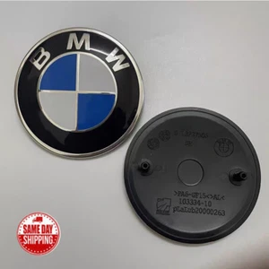 2PC Front Hood & Rear Trunk (82mm & 74mm) FOR BMW Badge Emblem 51148132375 - Picture 1 of 6