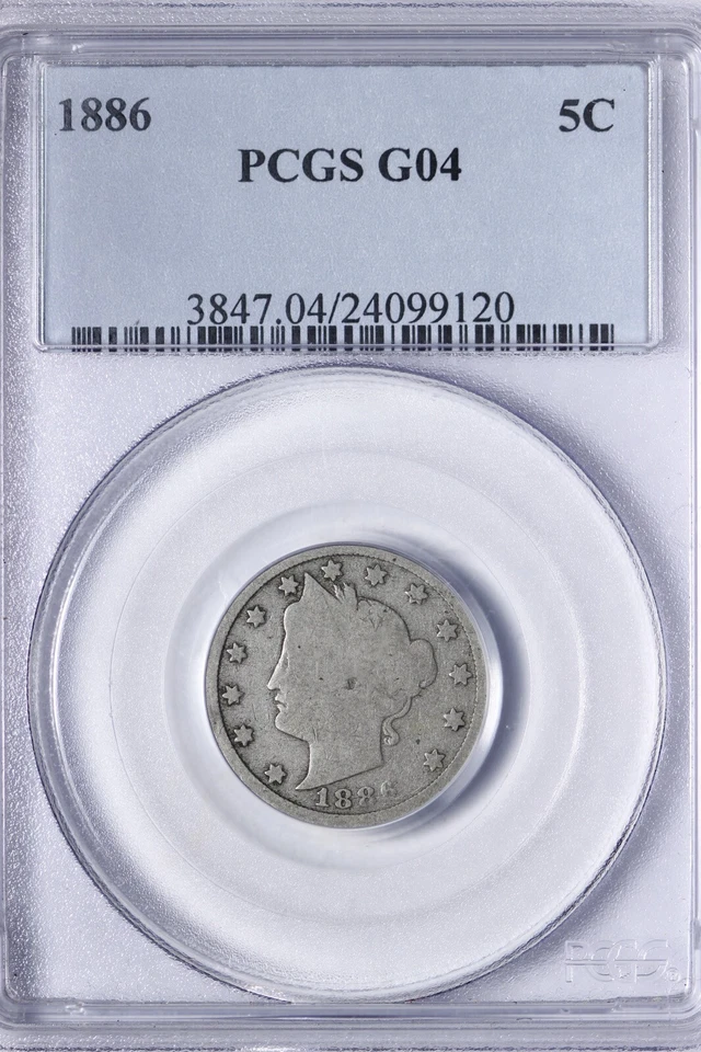 1886 Liberty V Nickel PCGS G4 G04 Key Date! ICEJ - Image 1 of 3