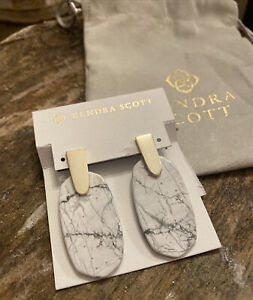 NWT Kendra Scott Aragon Earrings White Howlite & Gold Limited Edition Rare