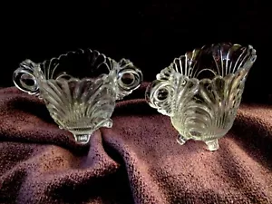 Clear Glass Footed Mini Cream Pitcher & Sugar Bowl by Cambridge Caprice Pattern - Picture 1 of 6