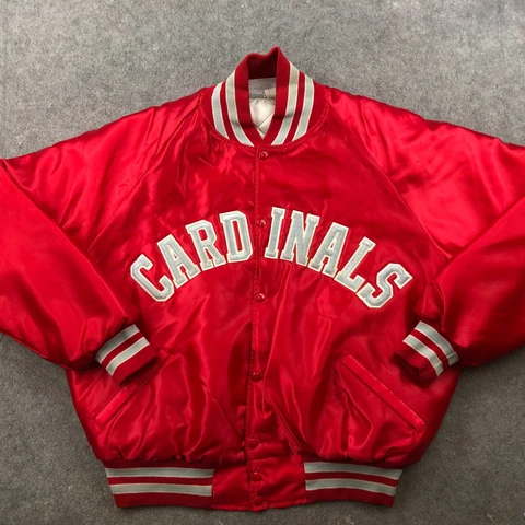 Vintage Louisville Cardinals Jacket Mens 2XL Satin Snap Bomber Embroidered Cover