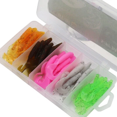 50Pcs Soft Plastic Fishing Lure Lot 2.16" Curly Tail Bass Walleye Swimbaits - Image 1 of 4