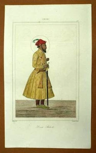 DARA SHIKOH EMPEREUR MOGOL gravure estampe  originale aquarellée 1841 - Imagen 1 de 2