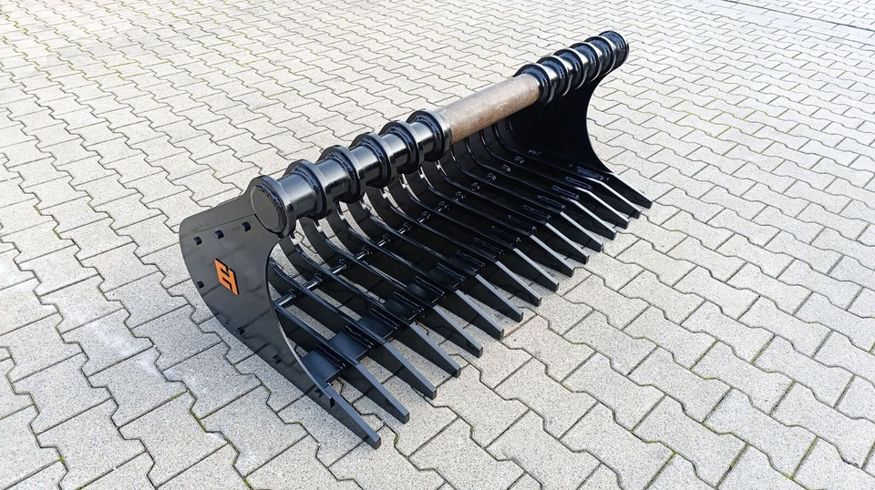 EH Harke Sieblöffel ohne Aufnahme 1200 mm 120 cm Wurzelrechen Bagger 3 - 5 t - Bild 1 von 4