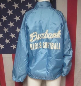 BURBANK Girls Softball Illinois lrg nylon jacket Birdie 1980s California vtg - Picture 1 of 3