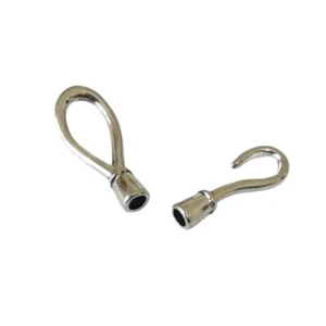 10 Sets of Antiqued Silver Metal Hook Clasps for 4mm Leather Cord - Picture 1 of 7