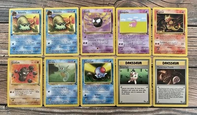 Pokemon French Fossil Set Lot x10 *LP* Slowpoke Gastly Jigglypuff Vintage WOTC - Image 1 of 2